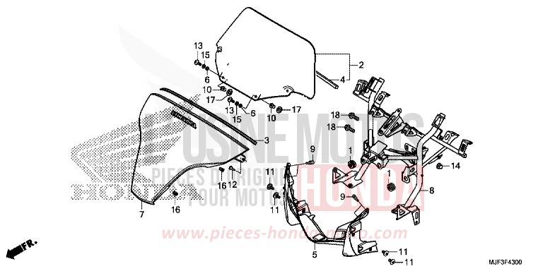 WIND SCREEN for CTX700 ABS DARKNESS BLACK METALLIC (NH463) from 2014